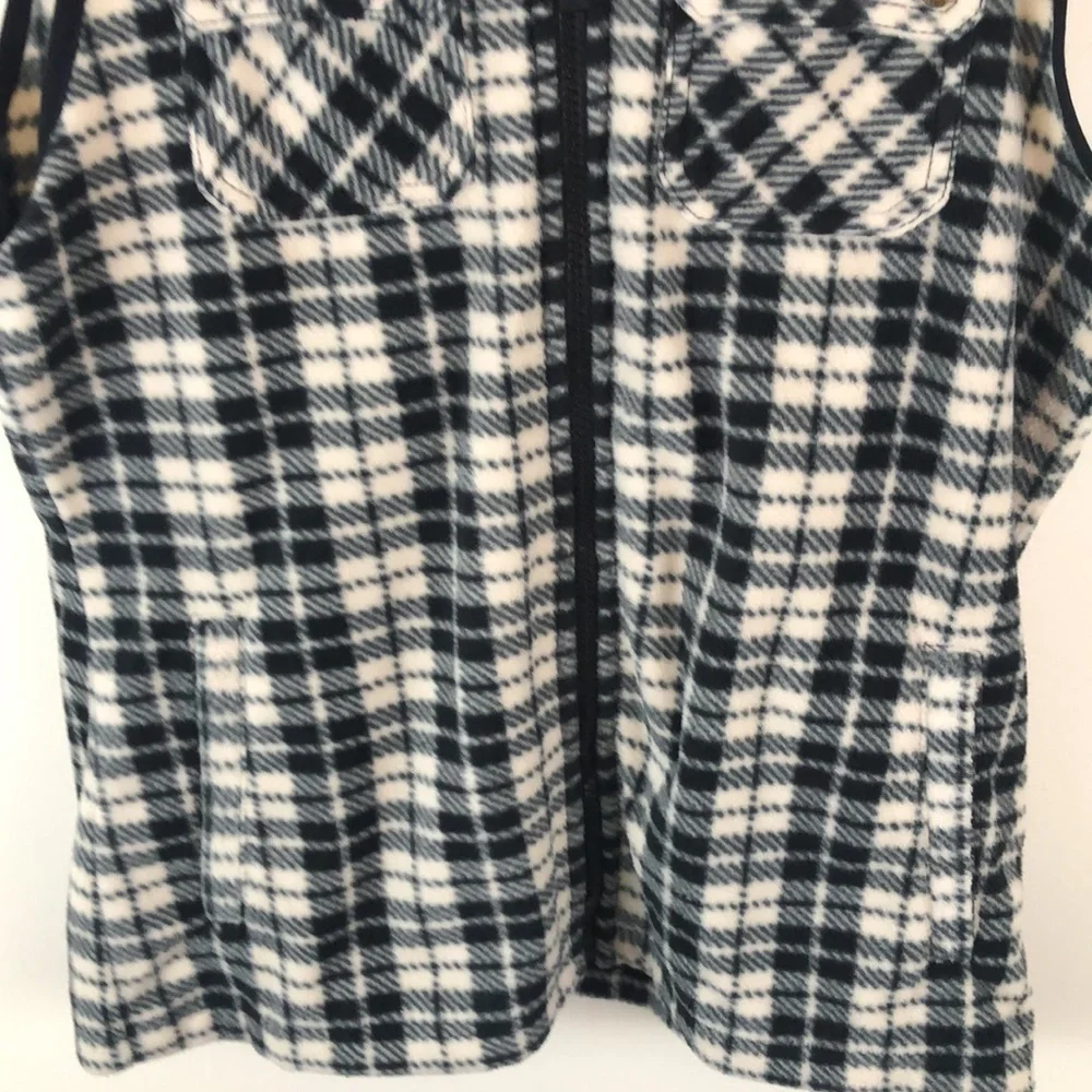 Chaps Plaid Fleece Vest with Pockets Size Medium